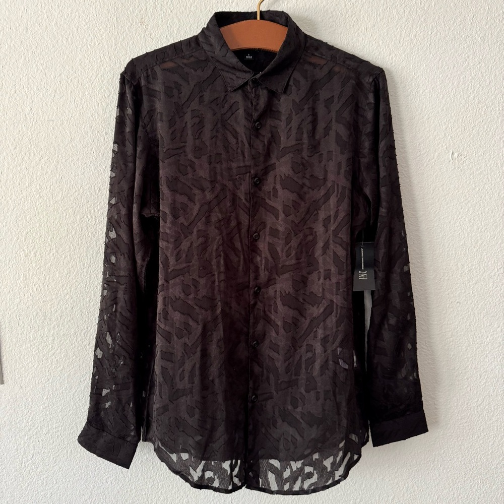 NWT oversized black sheer animal print blouse size small